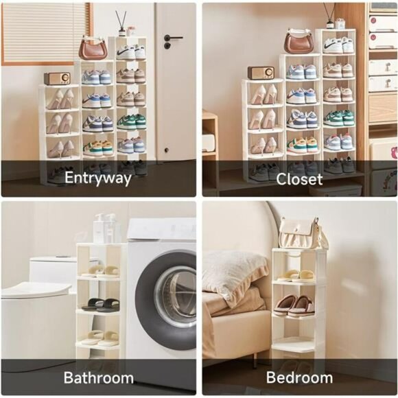 5 Tier Vertical Shoe Rack Narrow Free Standing Organizer for Closet Entryway - Picture 6 of 8